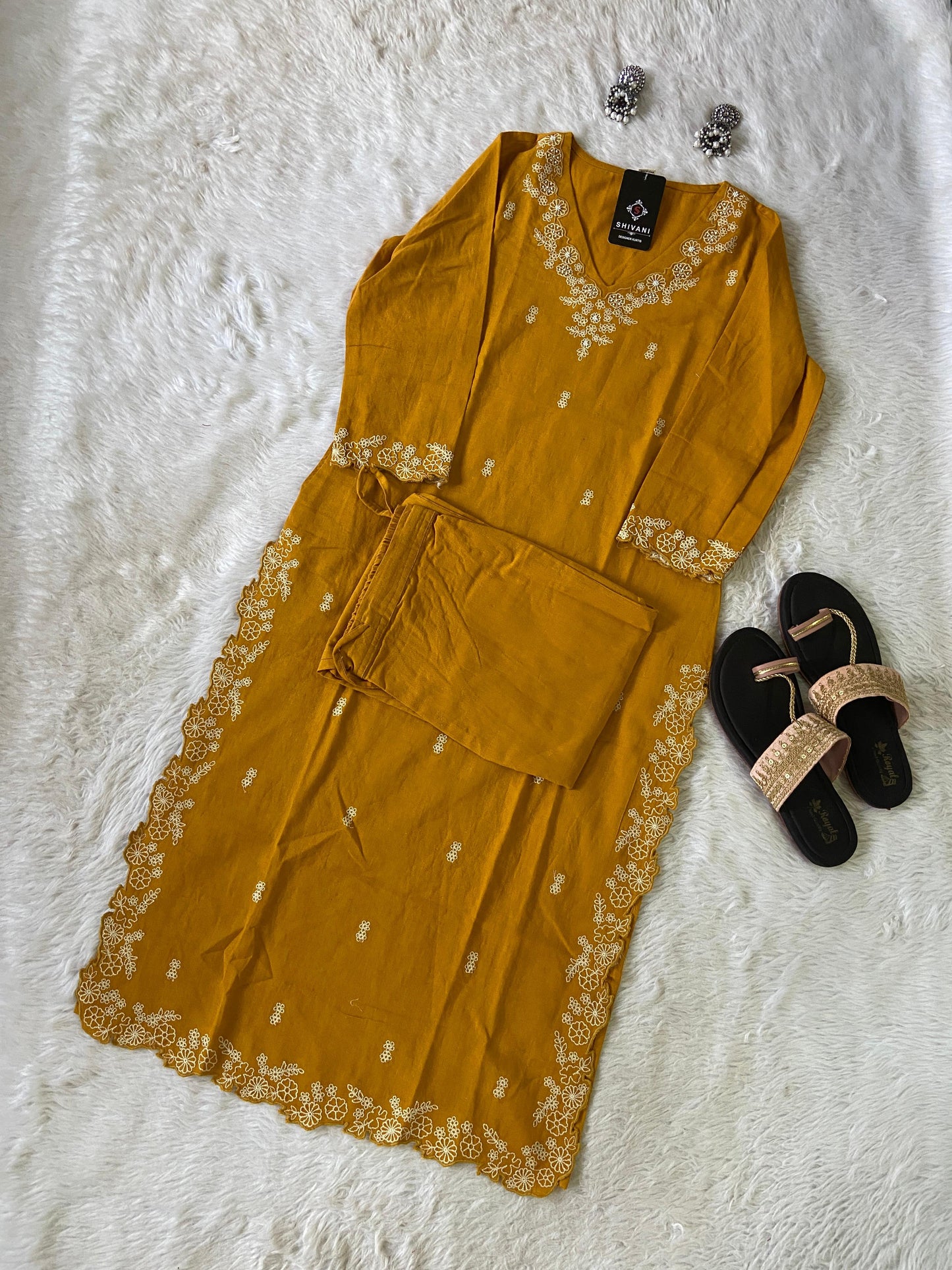 Embroidery Work In Kurti And Matching Palazzo, Cotton Kurti Sets For Women