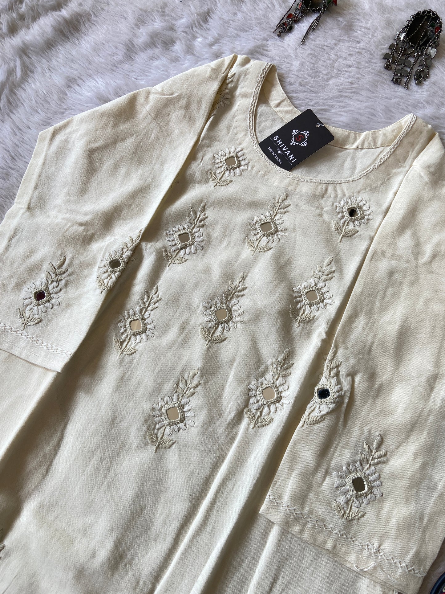 Cotton StraightCut Kurti With Real Handwork. Cotton Straight Kurti For Women