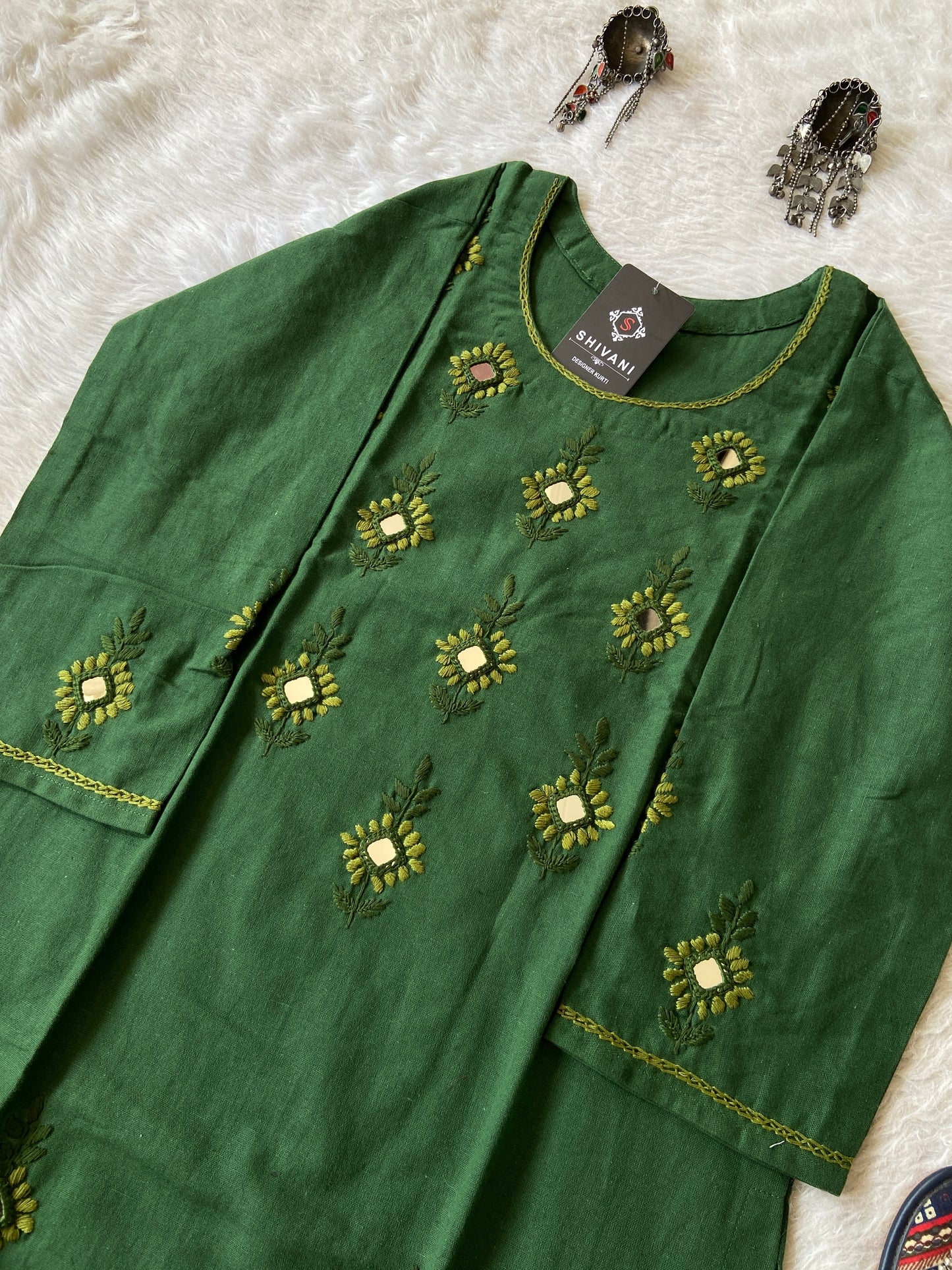 Cotton StraightCut Kurti With Real Handwork. Cotton Straight Kurti For Women