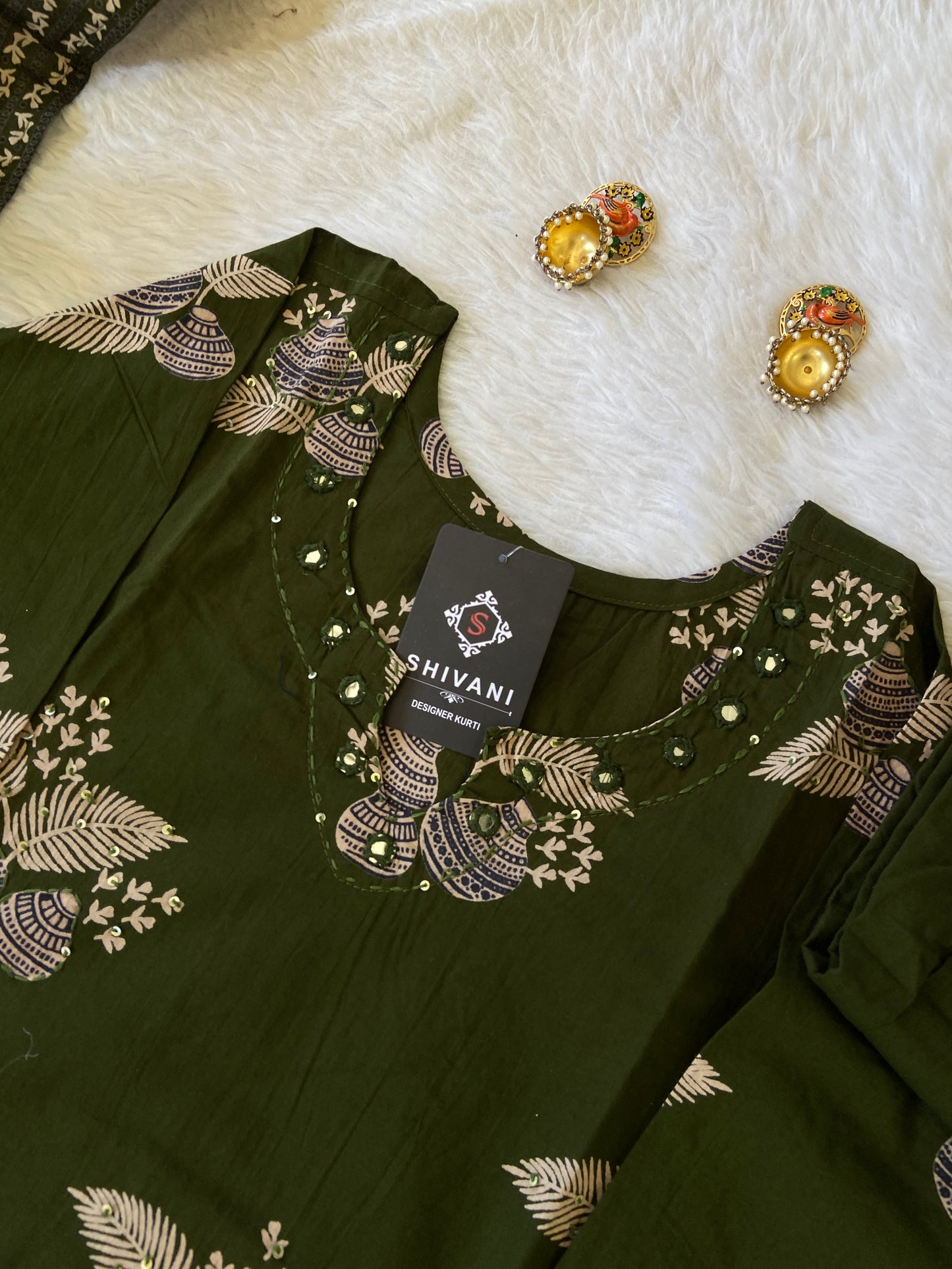 Jaipuri Cotton Straight cut Kurti With Palazzo And Dupatta. Cotton Suit Sets For Women.