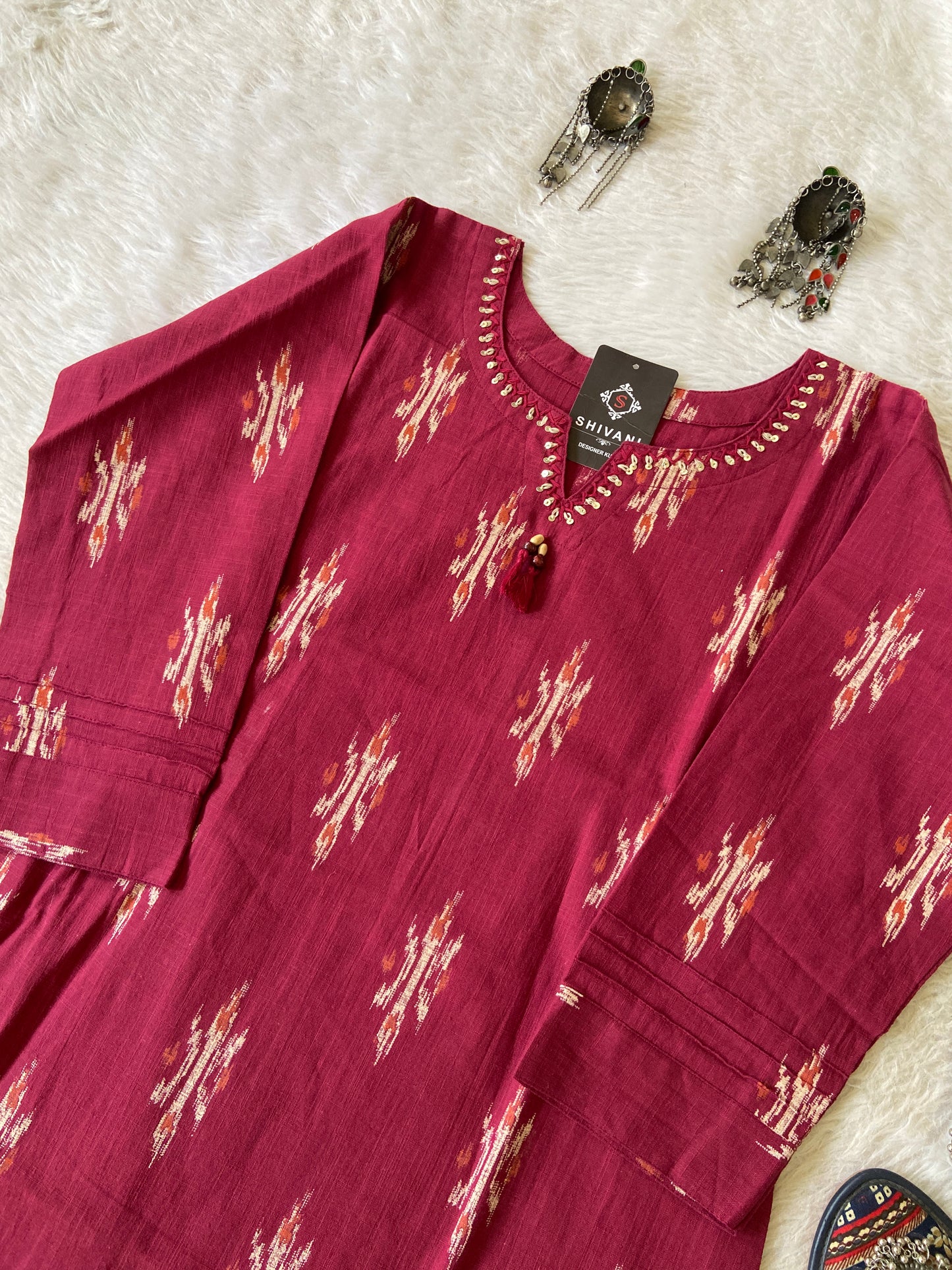 Printed Cotton Short Top With Neck Work. Cotton Short top For Women.