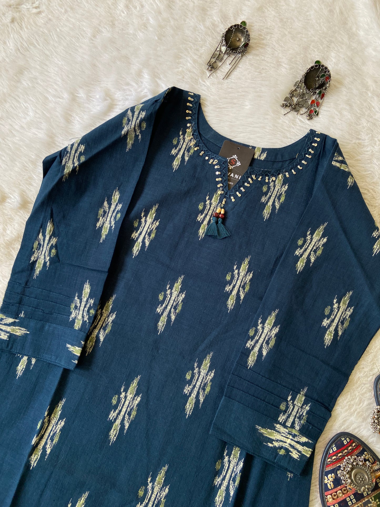 Printed Cotton Short Top With Neck Work. Cotton Short top For Women.