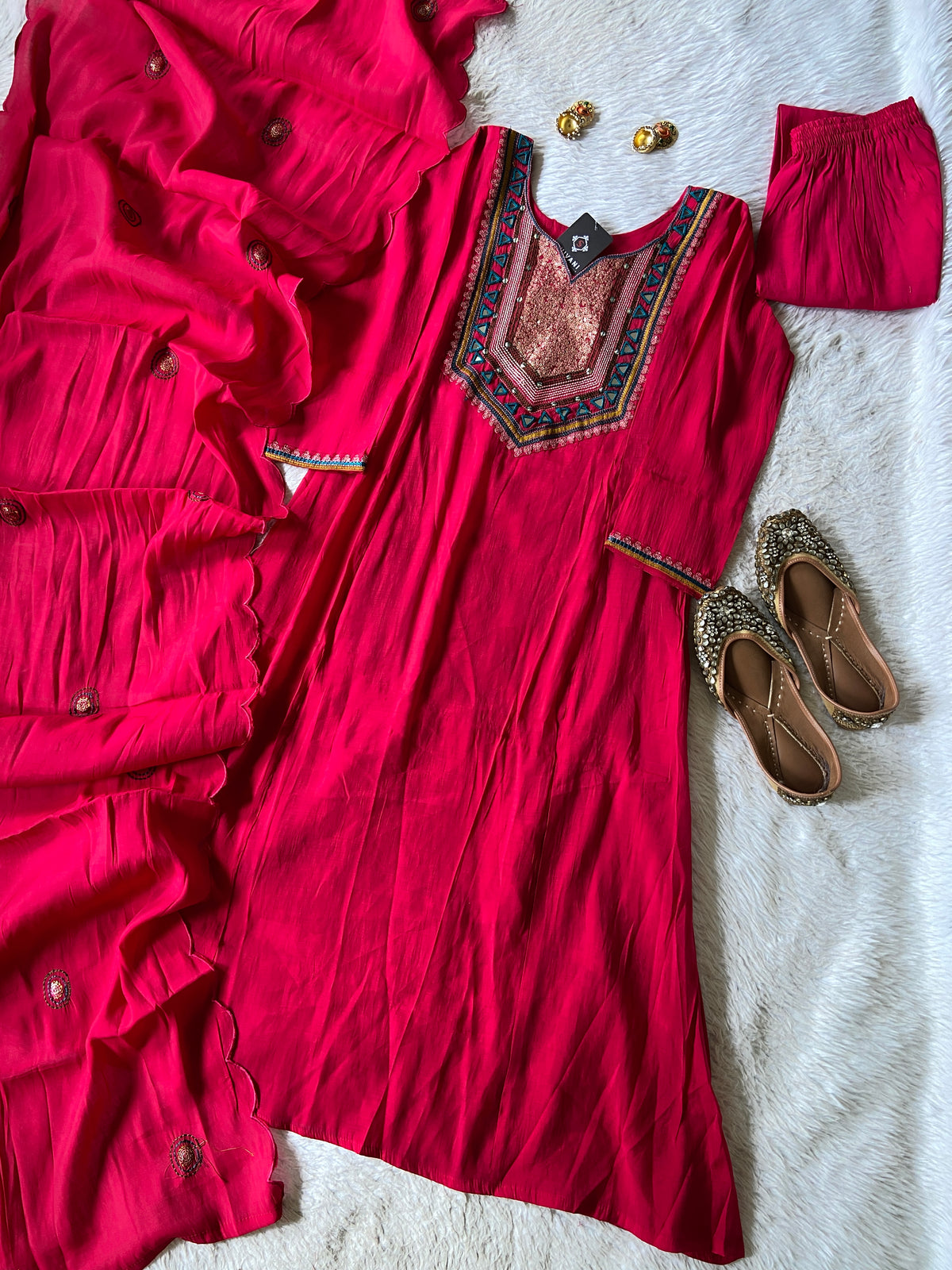 Mirror Work Aline Kurti Palazzo And Dupatta. Silk Suit Sets For Women Online India. Shop the Latest Festive Summer Collection at Shivani Designer Kurti.