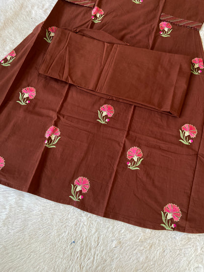 Embroidery Work Cotton Aline Kurti With Full Flair Palazzo. Cotton Kurti Sets For Women Online India. Shop the Latest Festive Summer Collection at Shivani Designer Kurti.