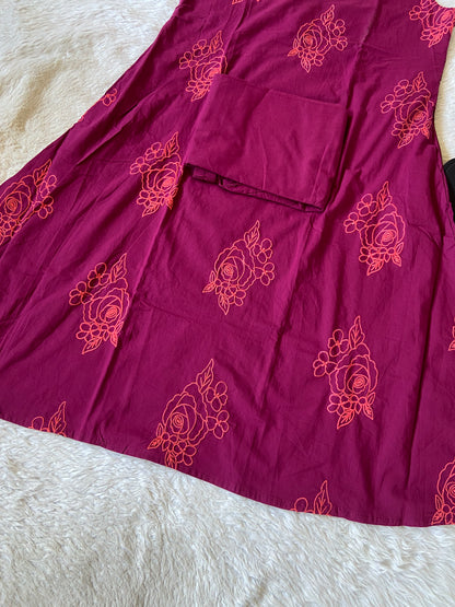 Embroidery Work Sleeveless Cotton Aline Kurti And Palazzo. Cotton Kurti Sets For Women Online India. Shop the Latest Festive Summer Collection at Shivani Designer Kurti.