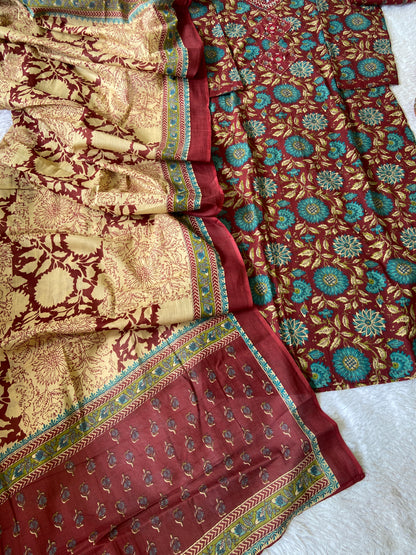 Jaipuri Print Cotton Straight Cut Kurti With Pant And Dupatta. Cotton Suit Sets For Women Online India. Shop the Latest Festive Summer Collection at Shivani Designer Kurti.