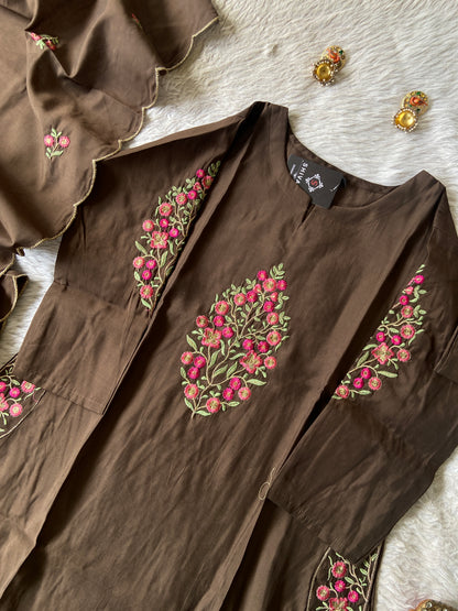 Roman Silk Aline Kurti With Pant And Dupatta. (No Lining). Silk Suit Sets For Women Online India. Shop the Latest Festive Summer Collection at Shivani Designer Kurti.