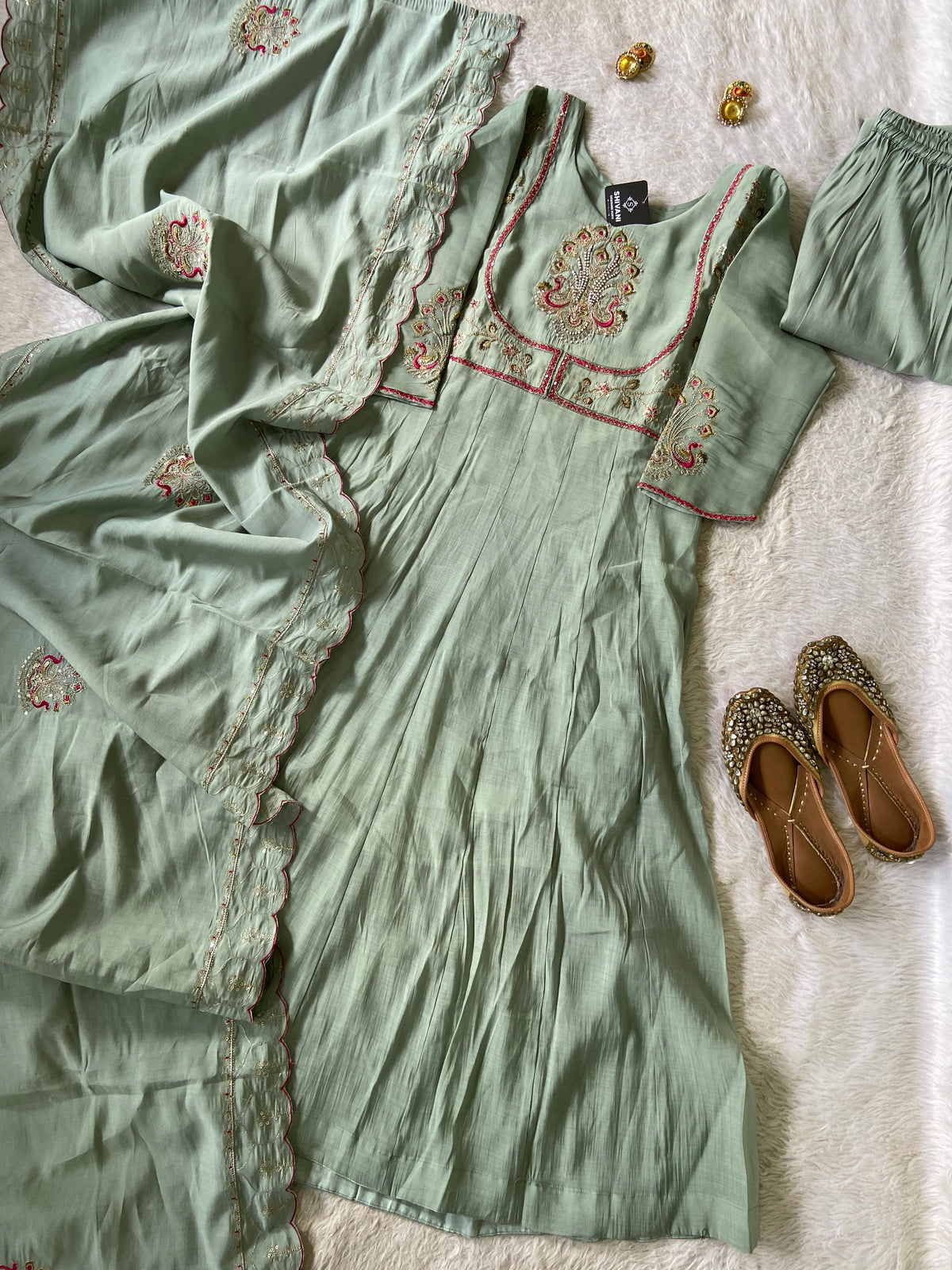 Silk Anarkali Kurti With Pant And Dupatta. Silk Suit Sets For Women Online India. Shop the Latest Festive Summer Collection at Shivani Designer Kurti.