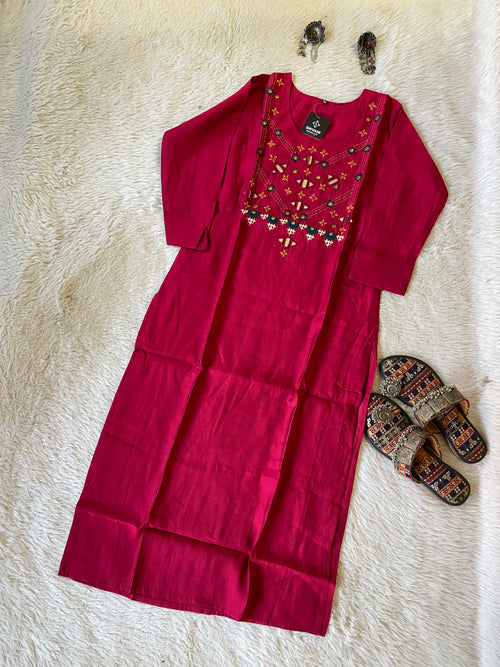 Handwork Straight Silk Kurti. Silk Kurtis For Women Online India. Shop the Latest Festive Summer Collection at Shivani Designer Kurti.