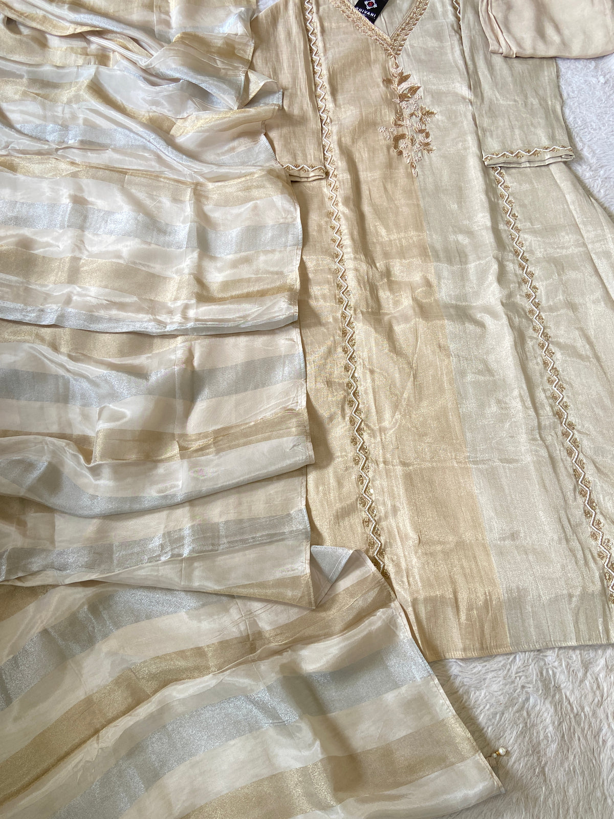 Premium Hand Work Neck Silk Aline Kurti With Pant And Dupatta. Silk Suit Sets For Women Online India. Shop the Latest Festive Summer Collection at Shivani Designer Kurti.