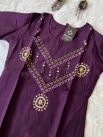 Handwork Straight Silk Kurti. Silk Kurtis For Women Online India. Shop the Latest Festive Summer Collection at Shivani Designer Kurti.