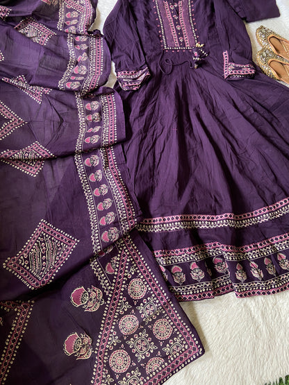 Full Sleeve Cotton Anarkali Kurti, Pant And Dupatta. Cotton Anarkali Kurti Suits For Women Online India. Shop the Latest Festive Summer Collection at Shivani Designer Kurti.