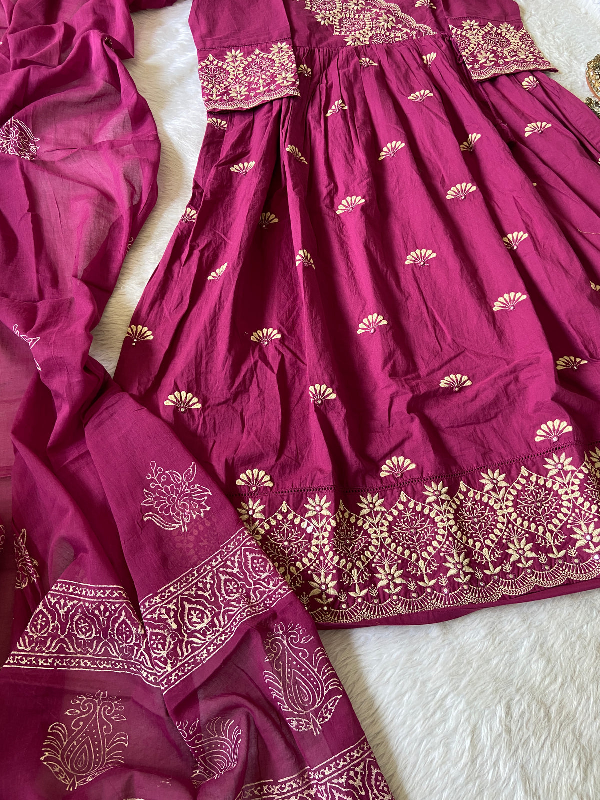 Cotton Anarkali Kurti, Pant And Dupatta. Cotton Suits Sets For Women Online India. Shop the Latest Festive Summer Collection at Shivani Designer Kurti.