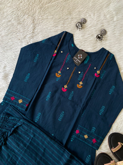 Handwork in Neck Cotton Aline Kurti With Palazzo. Cotton Aline Kurti Sets For Women Online India. Shop the Latest Festive Summer Collection at Shivani Designer Kurti.