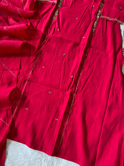 Handwork Work Aline Kurti, Palazzo And Dupatta. Silk Suit Sets For Women Online India. Shop the Latest Festive Summer Collection at Shivani Designer Kurti.