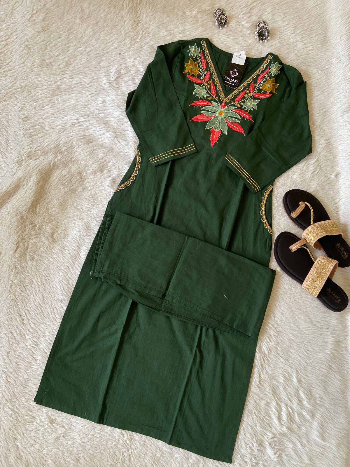 Embroidery Work Cotton Straight Kurti With Palazzo. Cotton Kurti Sets For Women Online India. Shop the Latest Festive Summer Collection at Shivani Designer Kurti.