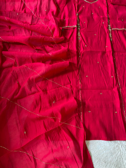 Handwork Work Aline Kurti, Palazzo And Dupatta. Silk Suit Sets For Women Online India. Shop the Latest Festive Summer Collection at Shivani Designer Kurti.