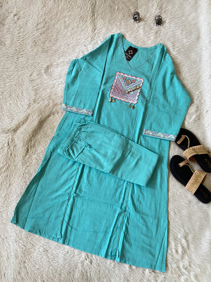 Beautiful Cotton Aline Kurti And Palazzo. Cotton Kurti Sets For Women Online India. Shop the Latest Festive Summer Collection at Shivani Designer Kurti.