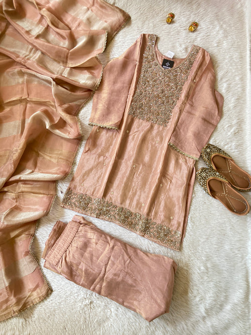 Premium Short Kurti Suit. Sleeve Work Short Kurti With Full Flair Divider Palazzo And Dupatta. Silk Suit Sets For Women Online India. Shop the Latest Festive Summer Collection at Shivani Designer Kurti.