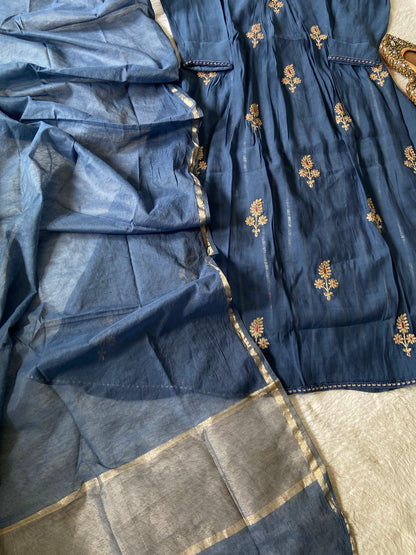 Designer Aline Kurti Palazzo And Dupatta. Silk Suit Sets For Women Online India. Shop the Latest Festive Summer Collection at Shivani Designer Kurti.