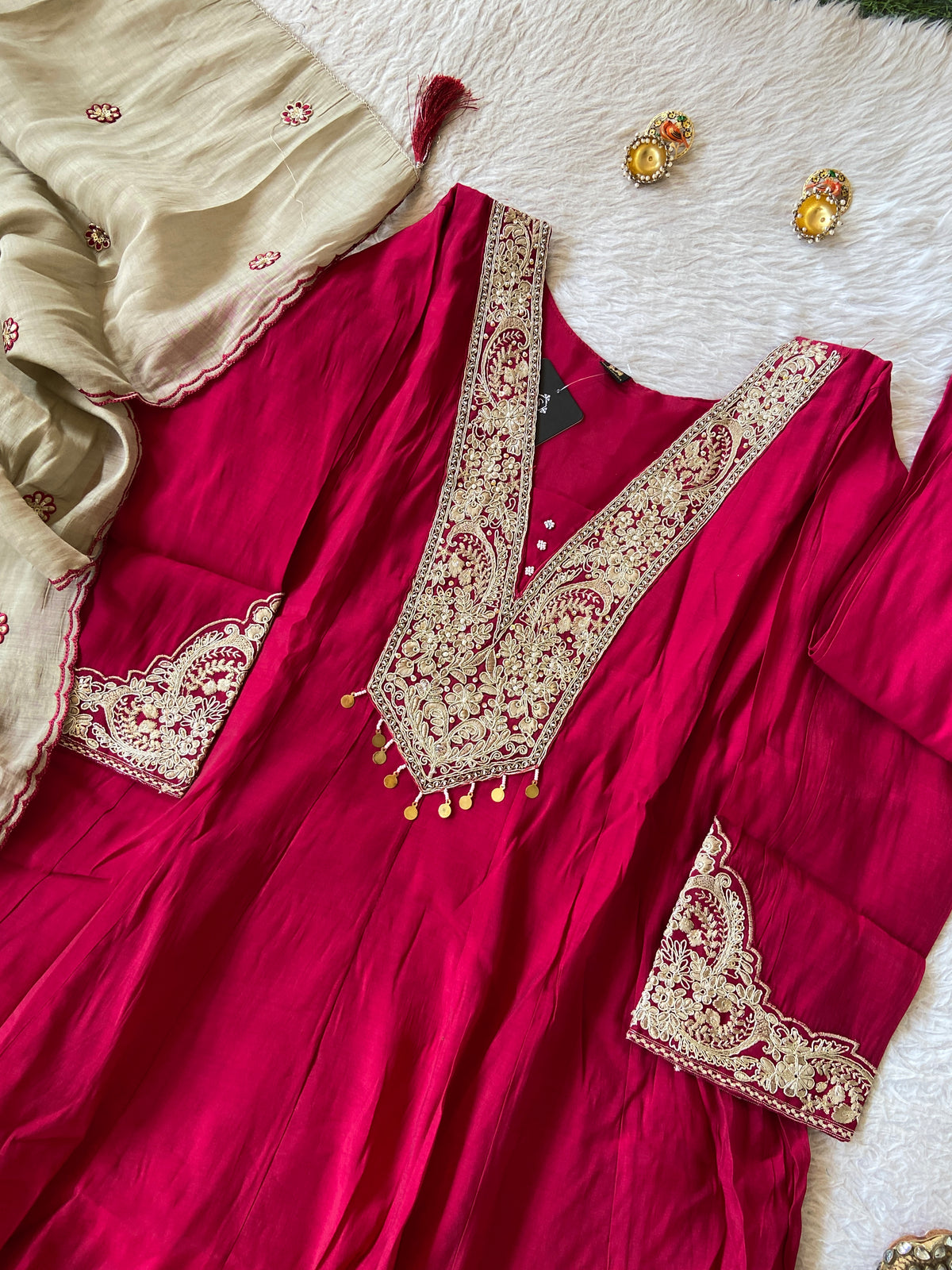 Embroidery Work Anarkali Kurti With Palazzo And Dupatta. Silk Suit Sets For Women Online India. Shop the Latest Festive Summer Collection at Shivani Designer Kurti.