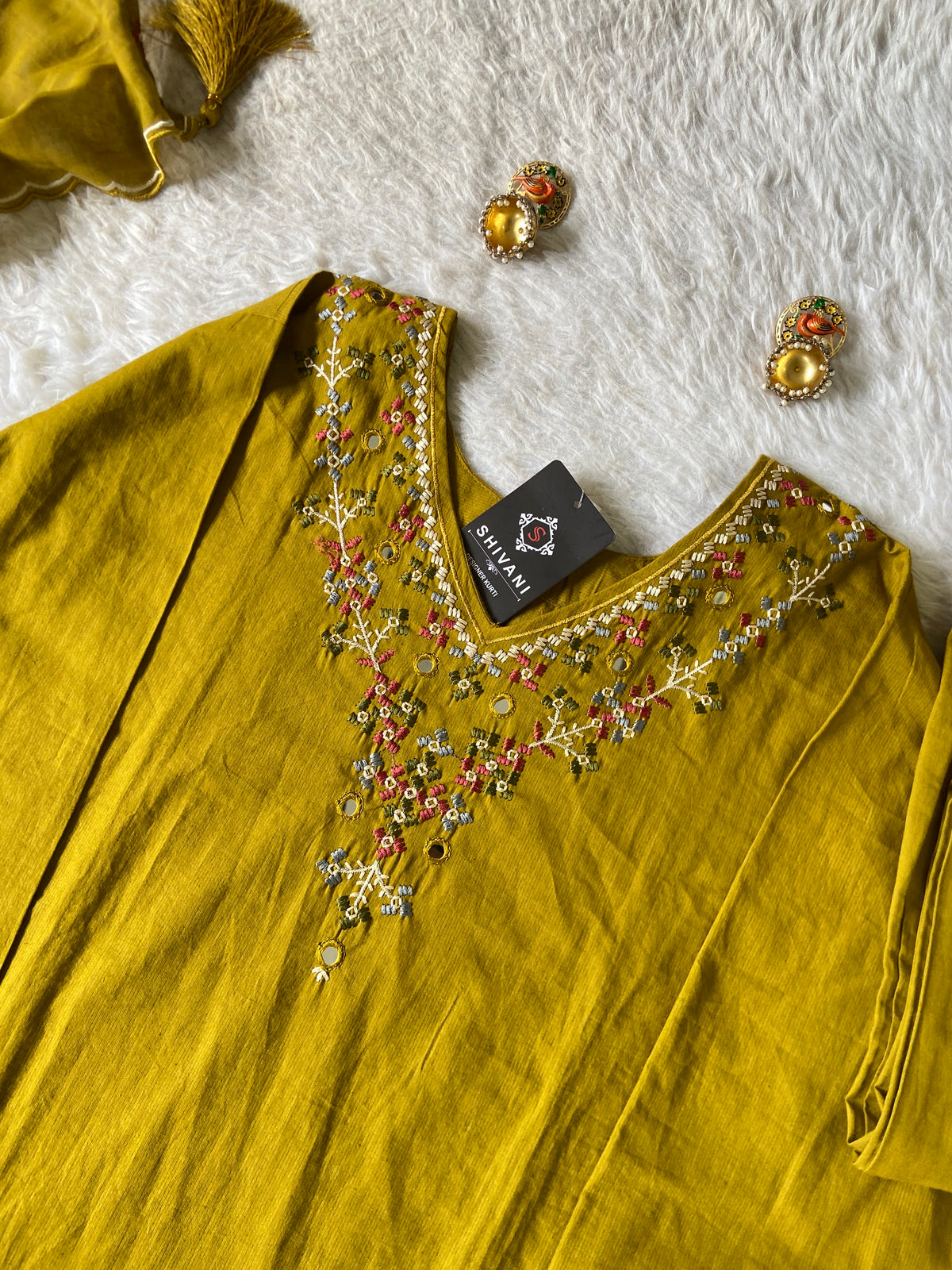 Embroidery Work Cotton Straight Kurti, Pant And Dupatta. Cotton Suits Sets For Women Online India. Shop the Latest Festive Summer Collection at Shivani Designer Kurti.