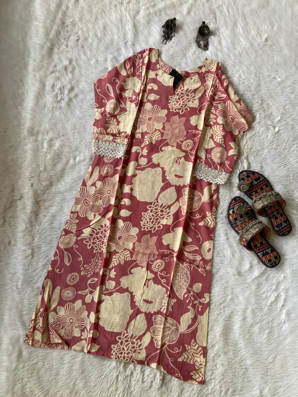 Silk Printed Kurti. Silk StraightCut Kurti For Women