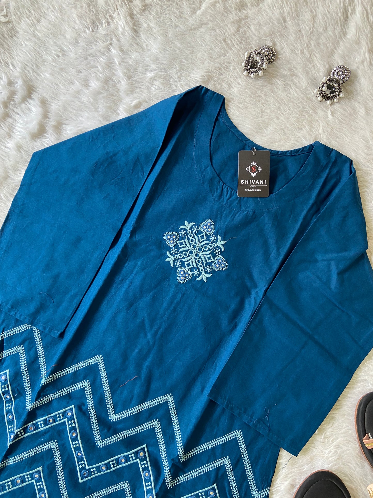 Beautiful Embroidery Work Cotton Co-ord Set With Palazzo. Cotton Co-ord Sets For Women Online India. Shop the Latest Festive Summer Collection at Shivani Designer Kurti.