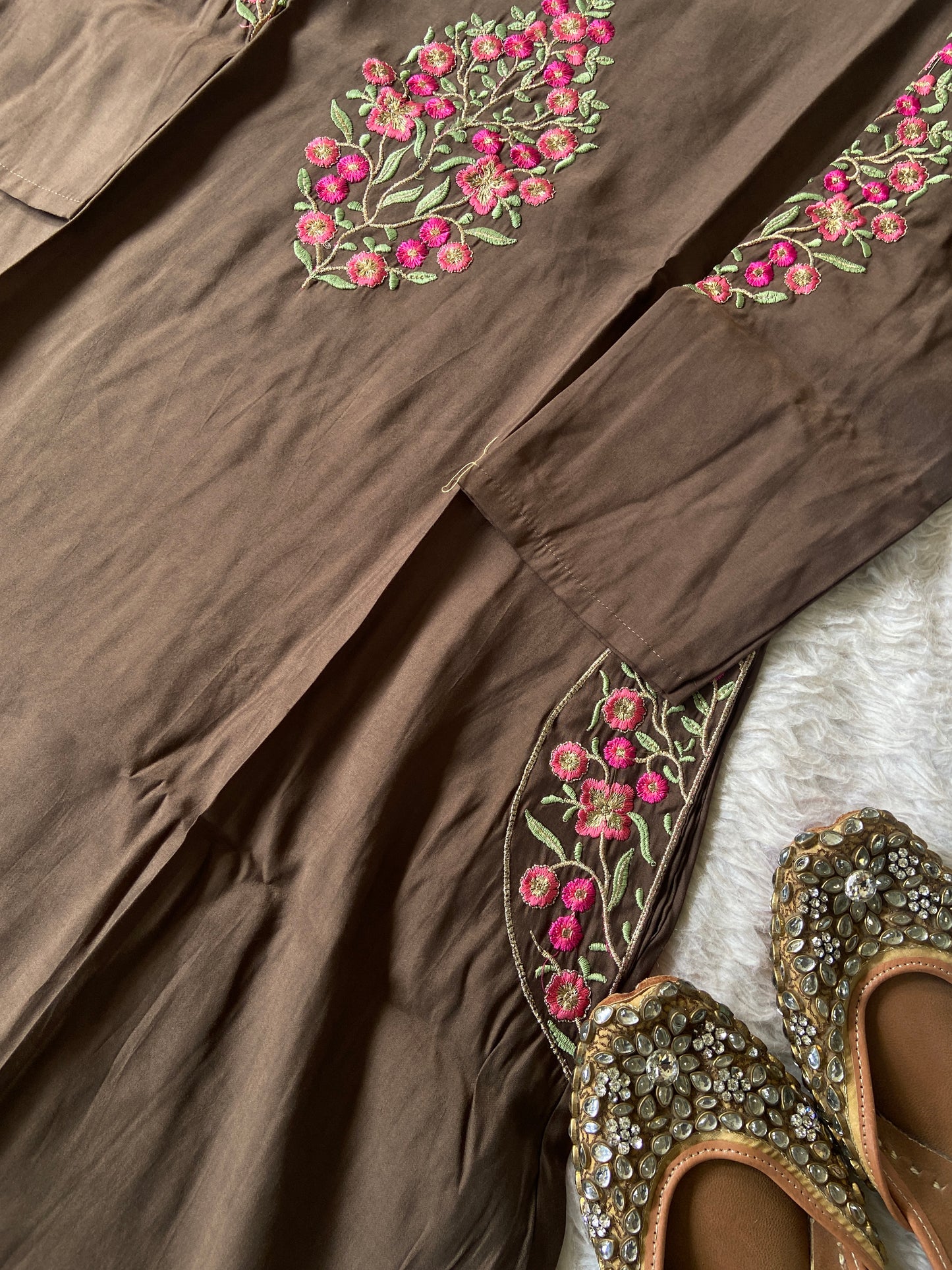 Roman Silk Aline Kurti With Pant And Dupatta. (No Lining). Silk Suit Sets For Women Online India. Shop the Latest Festive Summer Collection at Shivani Designer Kurti.