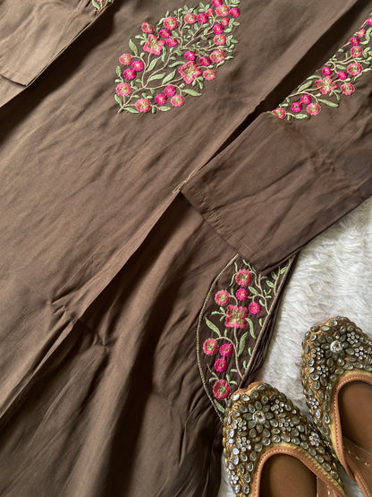 Roman Silk Aline Kurti With Pant And Dupatta. (No Lining). Silk Suit Sets For Women Online India. Shop the Latest Festive Summer Collection at Shivani Designer Kurti.