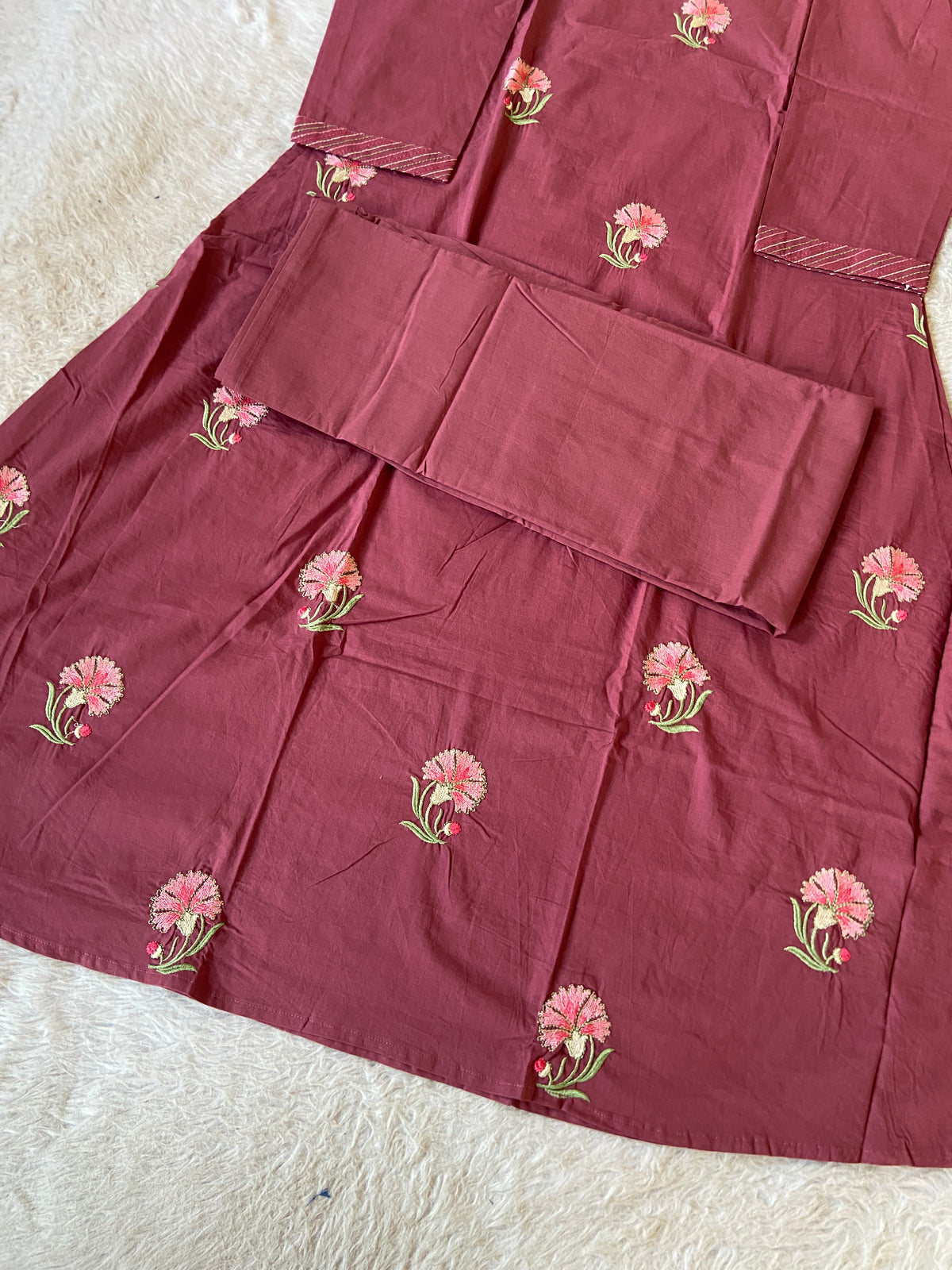 Embroidery Work Cotton Aline Kurti With Full Flair Palazzo. Cotton Kurti Sets For Women Online India. Shop the Latest Festive Summer Collection at Shivani Designer Kurti.