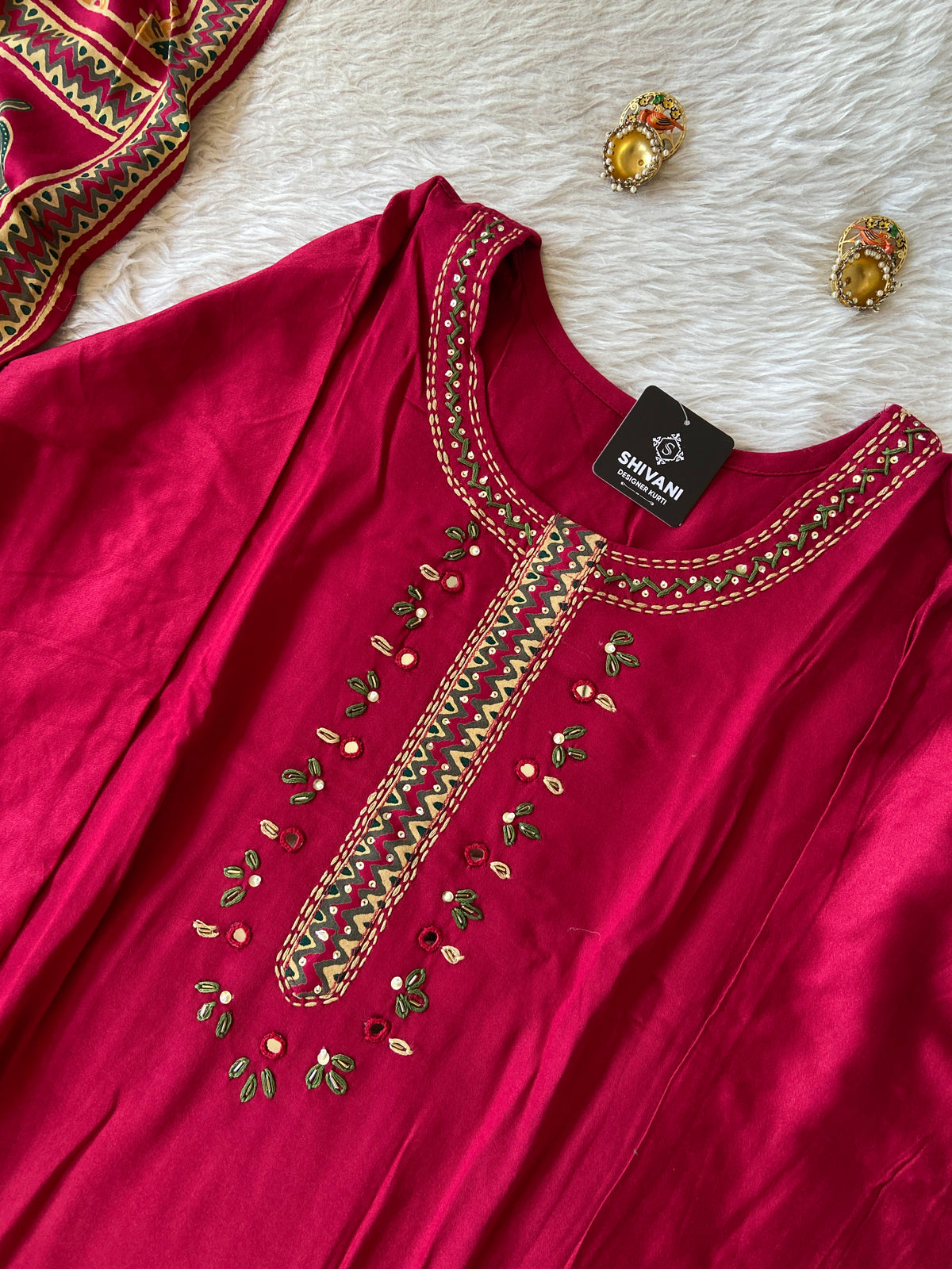 Handwork Short Kurti With Farsi Salwar And Dupatta. Silk Suit Sets For Women Online India. Shop the Latest Festive Summer Collection at Shivani Designer Kurti.