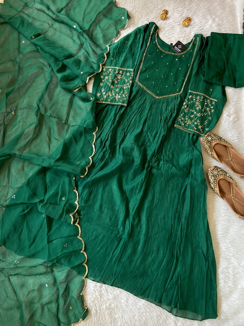 Premium Collection. Handwork In Sleeve And Neck, Banaras Mul Chanderi Aline Kurti With Semi Palazzo And Dupatta. Silk Suit Sets For Women Online India. Shop the Latest Festive Summer Collection at Shivani Designer Kurti.