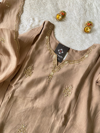 Handwork Aline Kurti With Palazzo And Dupatta. Silk Suit Sets For Women Online India. Shop the Latest Festive Summer Collection at Shivani Designer Kurti.