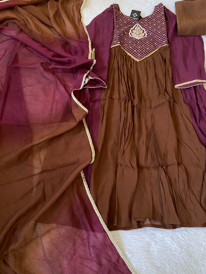 Designer Aline Kurti With Palazzo And Dupatta. Silk Suit Sets For Women Online India. Shop the Latest Festive Summer Collection at Shivani Designer Kurti.