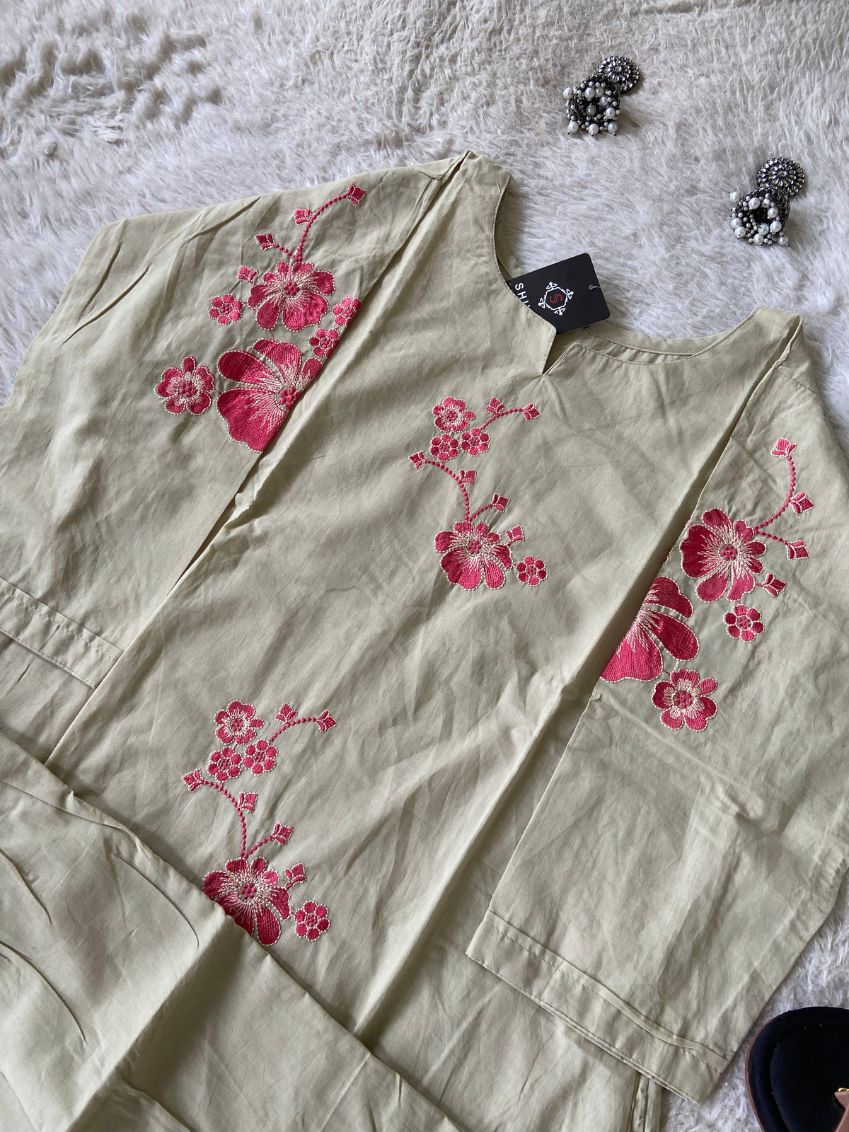 Embroidery Work Cotton Aline Kurti And Palazzo. Cotton Aline Kurti Sets For Women Online India. Shop the Latest Festive Summer Collection at Shivani Designer Kurti.