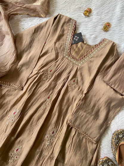 Designer Aline Kurti Palazzo And Dupatta. Silk Suit Sets For Women Online India. Shop the Latest Festive Summer Collection at Shivani Designer Kurti.