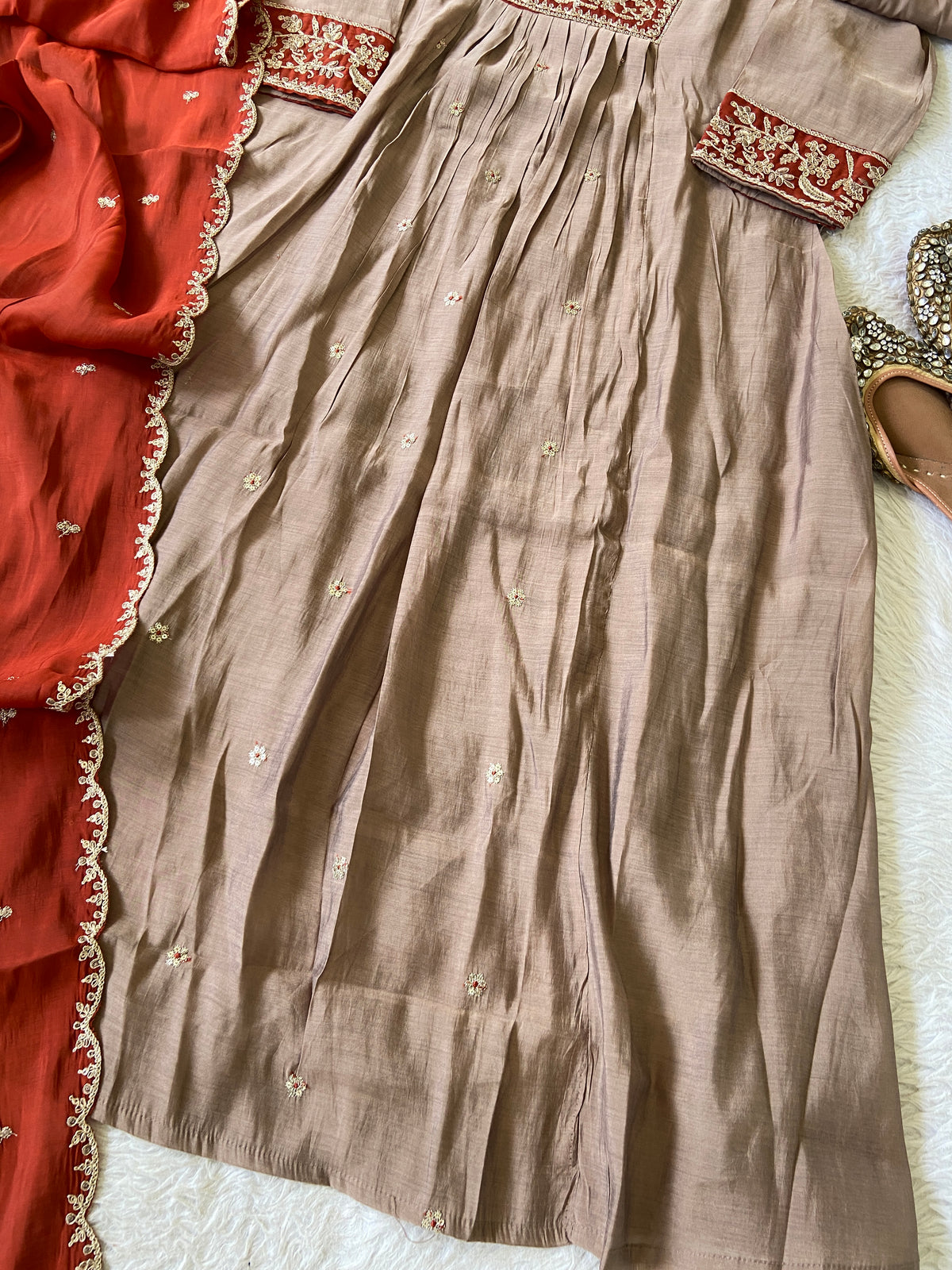 Beautiful Work In Neck, Aline Kurti With Semi Palazzo And Dupatta. Silk Suit Sets For Women Online India. Shop the Latest Festive Summer Collection at Shivani Designer Kurti.