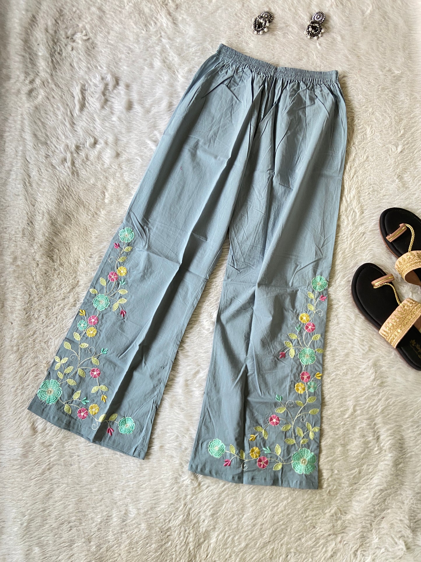 Beautiful Embroidery Work Cotton Co-ord Set With Palazzo. Cotton Co-ord Sets For Women Online India. Shop the Latest Festive Summer Collection at Shivani Designer Kurti.