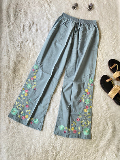 Beautiful Embroidery Work Cotton Co-ord Set With Palazzo. Cotton Co-ord Sets For Women Online India. Shop the Latest Festive Summer Collection at Shivani Designer Kurti.