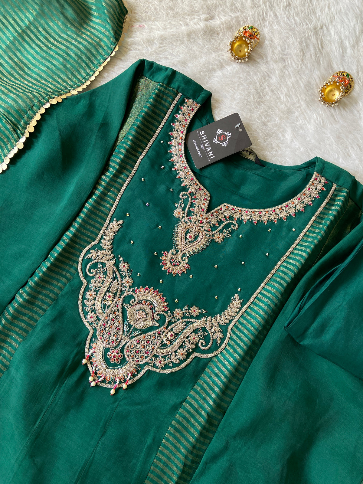 Embroidery Work Aline Kurti, Palazzo And Dupatta. Silk Suit Sets For Women Online India. Shop the Latest Festive Summer Collection at Shivani Designer Kurti.