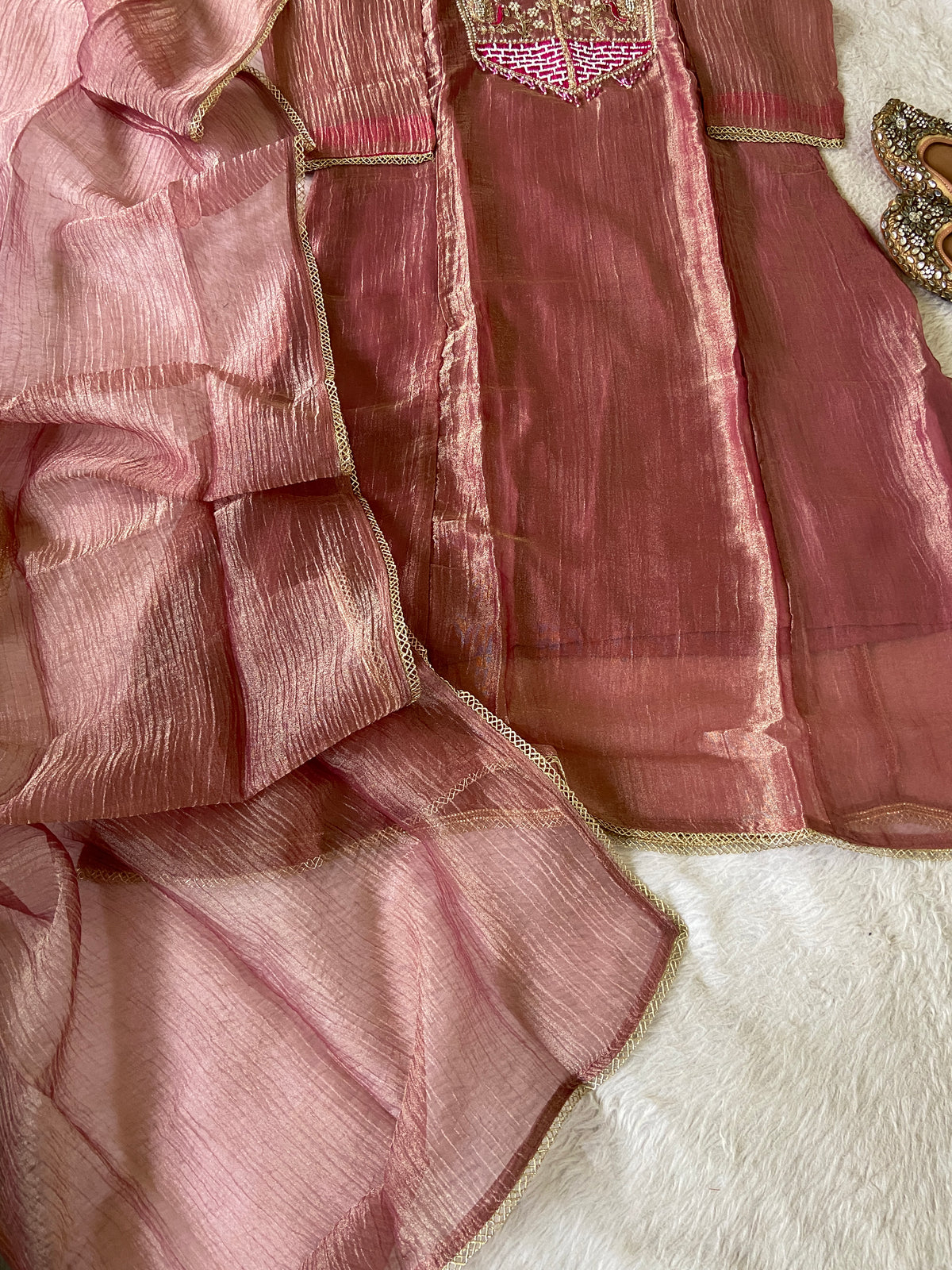 Premium Designer Crush Glass Tissue Elegant Minimal Handwork Aline Suit. Silk Suit Sets For Women Online India. Shop the Latest Festive Summer Collection at Shivani Designer Kurti.