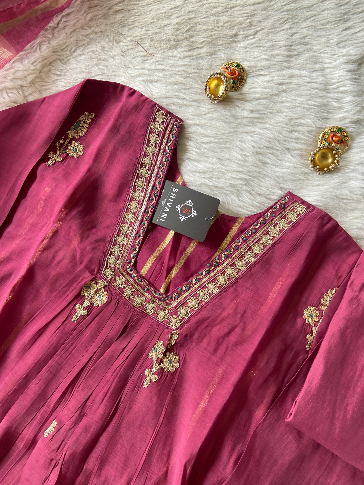 Designer Aline Kurti Palazzo And Dupatta. Silk Suit Sets For Women Online India. Shop the Latest Festive Summer Collection at Shivani Designer Kurti.