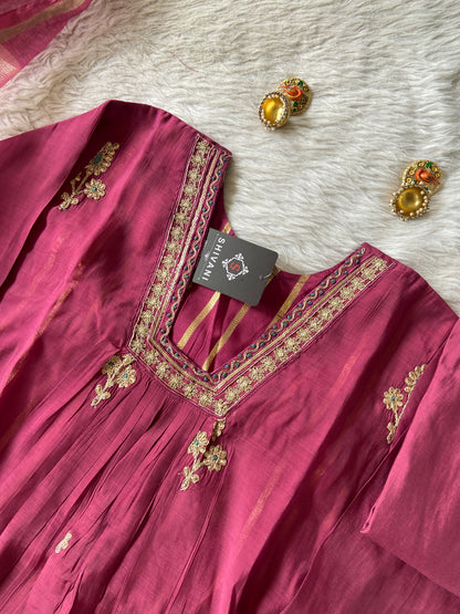 Designer Aline Kurti Palazzo And Dupatta. Silk Suit Sets For Women Online India. Shop the Latest Festive Summer Collection at Shivani Designer Kurti.