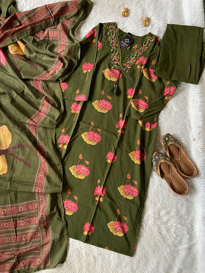 Cotton Straight Cut Kurti With Palazzo And Dupatta. Cotton Suit Sets For Women Online India. Shop the Latest Festive Summer Collection at Shivani Designer Kurti.