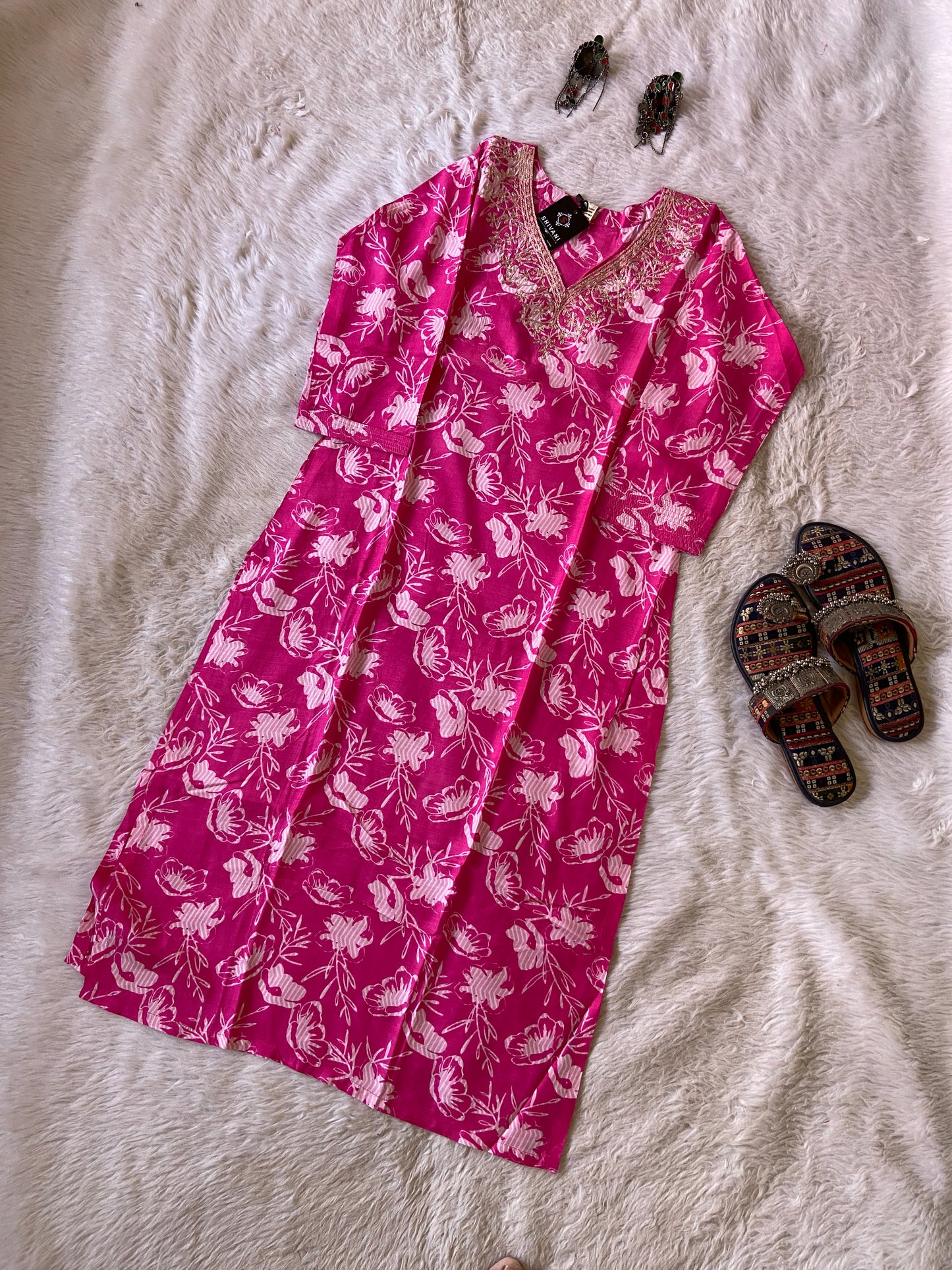 VNeck Kurti, Silk Straightcut Kurti For Women