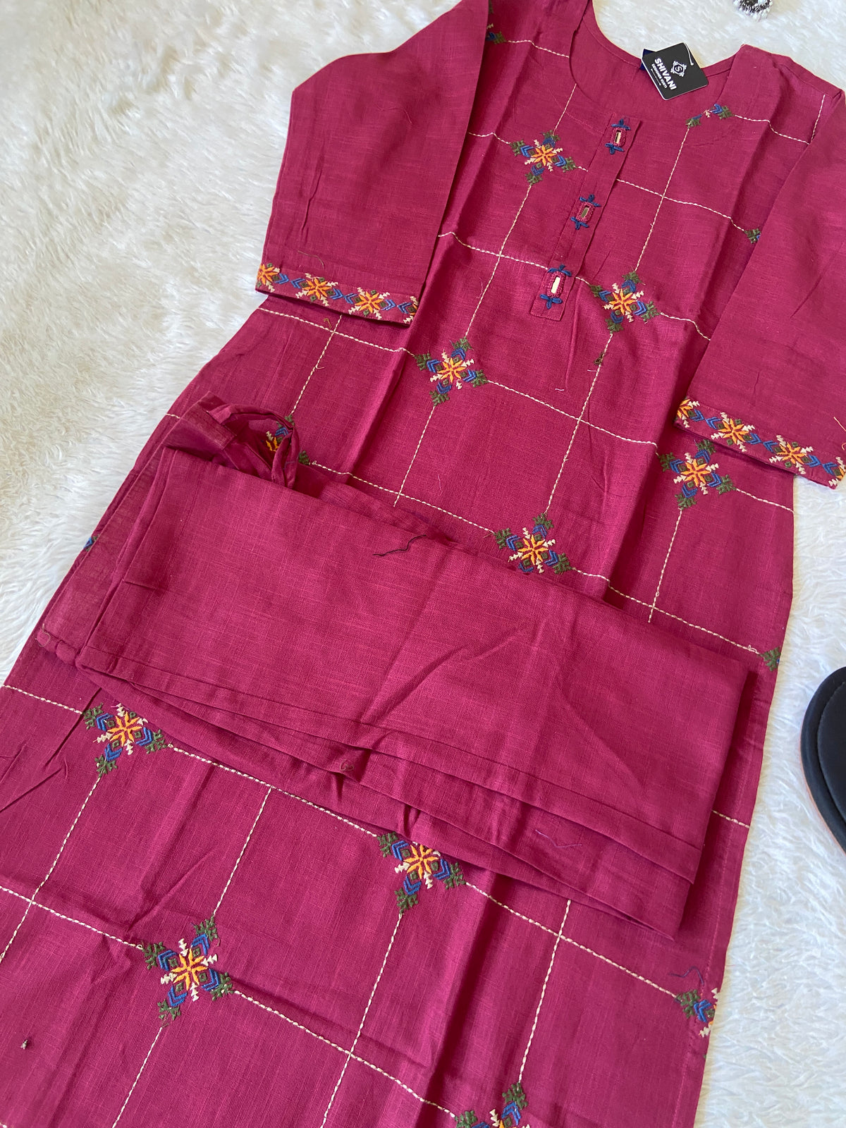 Embroidery Work Cotton Straight Cut Kurti With Palazzo. Cotton Kurti Sets For Women Online India. Shop the Latest Festive Summer Collection at Shivani Designer Kurti.