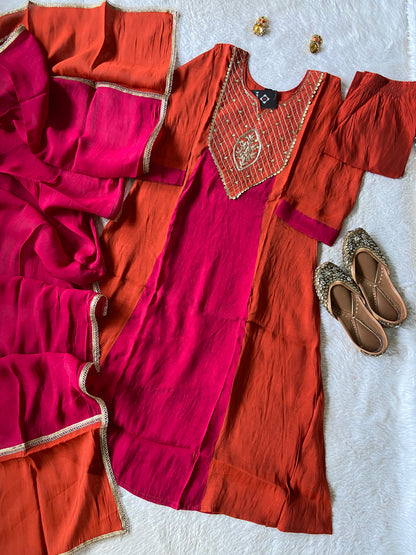 Premium Collection. Mul Chanderi Aline Kurti With Palazzo And Dupatta. Silk Suit Sets For Women Online India. Shop the Latest Festive Summer Collection at Shivani Designer Kurti.