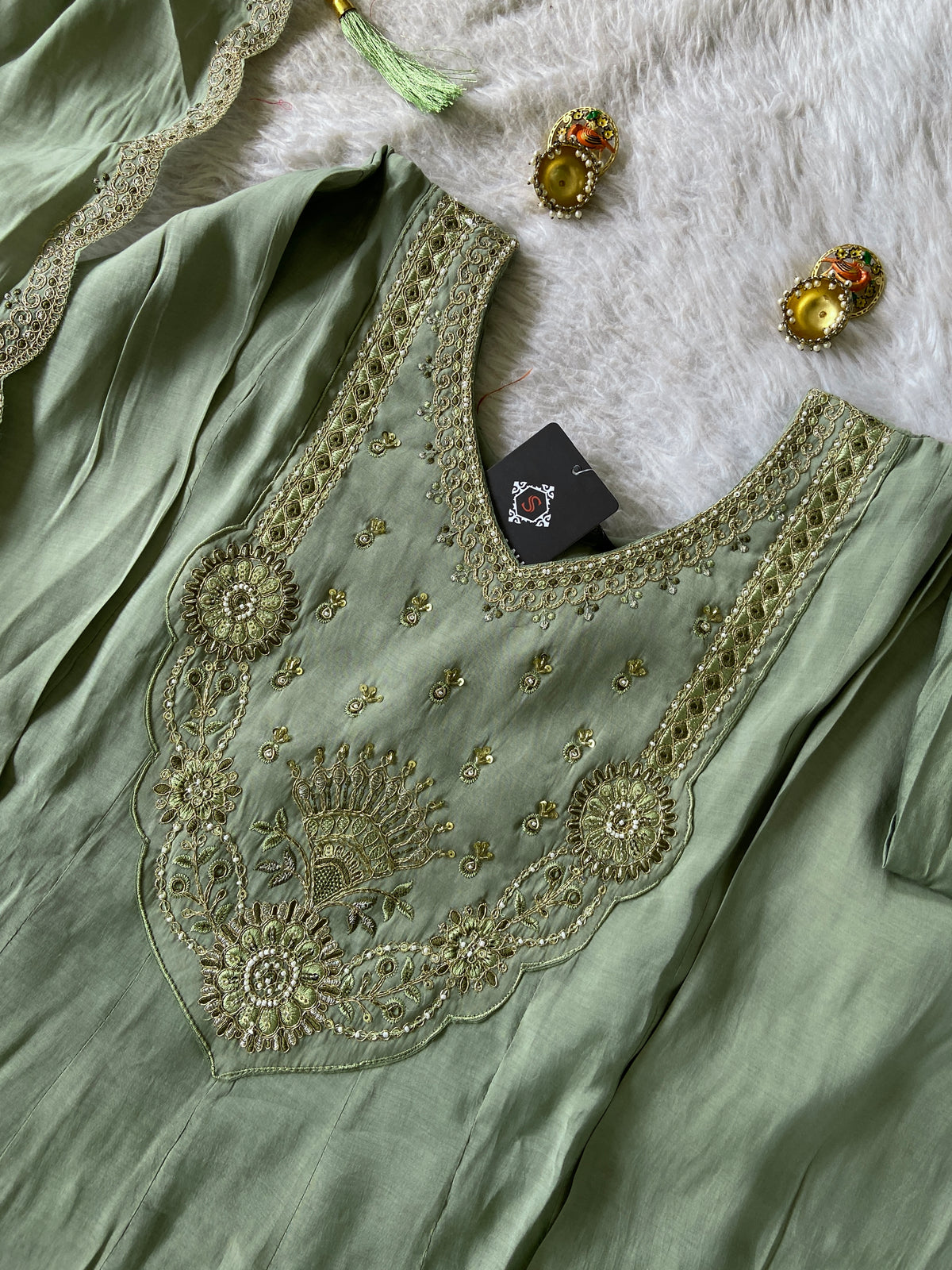 Embroidery Work Aline Kurti, Palazzo And Dupatta. Silk Suit Sets For Women Online India. Shop the Latest Festive Summer Collection at Shivani Designer Kurti.