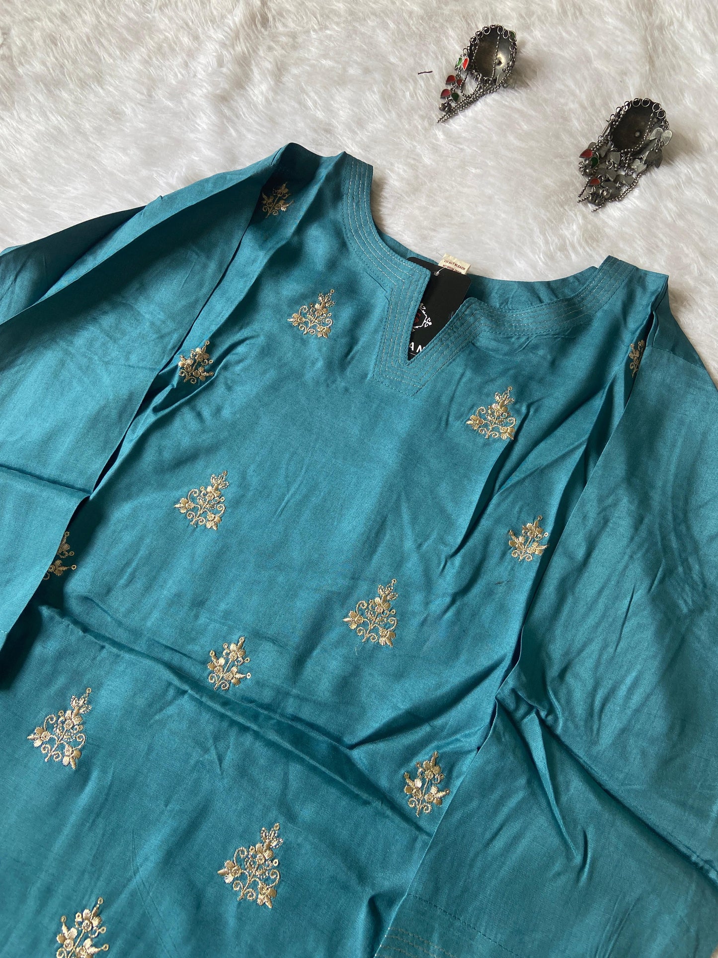 Golden Embroidery Work In Kurti, Silk StraightCut Kurti For Women